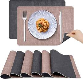 RoiYeel Tischsets Abwaschbar Leder 6er Set,