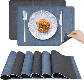 RoiYeel Tischsets Abwaschbar Leder 6er Set,