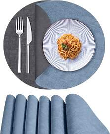 RoiYeel Tischsets Abwaschbar Leder 6er Set,