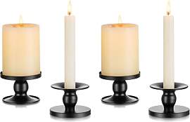 Romadedi Kerzenständer Stabkerzen Schwarz Metall