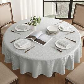 Romanstile runde Tischdecke 140 cm Grau abwaschbar 