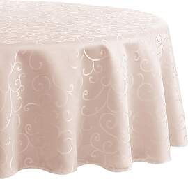 Romanstile runde Tischdecke abwaschbar 140 cm rosa 