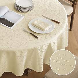Romanstile runde Tischdecke klein 120 cm beige
