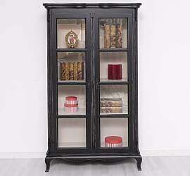 romantische Vitrine - Barocker Schrank in schwarz