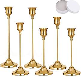 Romcanmy Kerzenständer Gold, 6 Teiliges Set