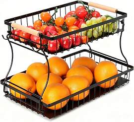 Romon Obstkorb Obst Etagere, 2 Etagen Obstkörbe