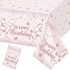 Rosa Geburtstag Tischdecke 137x274cm Happy