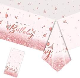 Rosa Geburtstag Tischdecke 137x274cm Happy