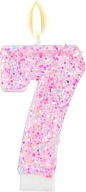 Rosa Geburtstagskerzen mit Zahlen, Glitzernde Rosa 