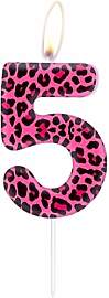 Rosa Leopard 5th Geburtstagskerzen, rosa Gepard