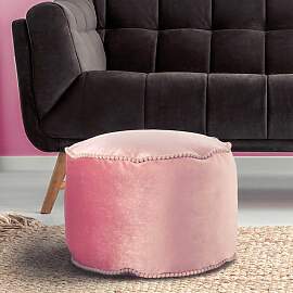 Rosa Pouf mit Samtbezug rund
