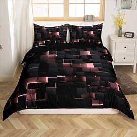 Rosa und Schwarz Bettwäsche Set 135x200,Neon