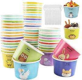 RosyFate Eisbecher Pappe, 50 Stück Eisbecher Set