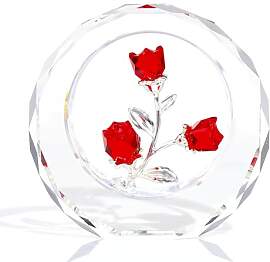 Rote Rose Blume Kristall Figur mit Vase –