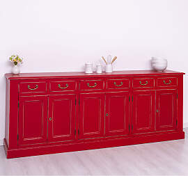 Rotes Landhausstil Sideboard, Shabby Chic