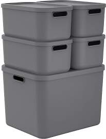 Rotho Albula 5er-Set Aufbewahrungsbox mit Deckel