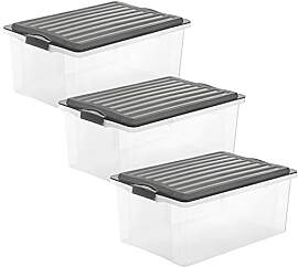 Rotho Compact 3er-Set Aufbewahrungsbox 38l mit