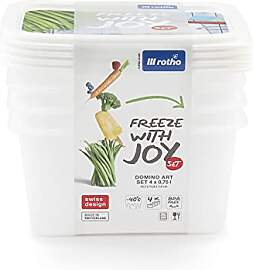 Rotho Domino 4er-Set Gefrierdosen 0.75l mit