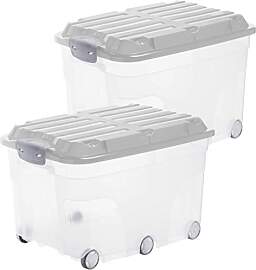 Rotho Roller 6 2er-Set Aufbewahrungsbox 57l mit