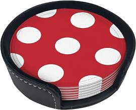 Rot Weiß Polka Dot,Set mit 6 runden Untersetzern, 