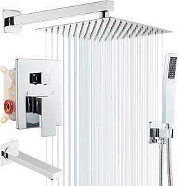 ROVOGO 30x30cm Chrom Unterputz Duscharmatur Set