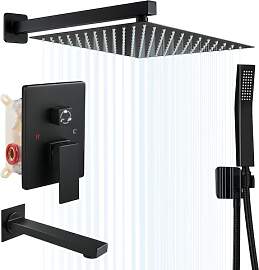 ROVOGO 30x30cm Unterputz Duscharmatur Schwarz Set
