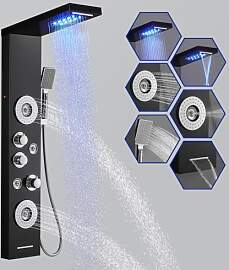 ROVOGO Duschpaneel mit Thermostat LED, 5-Funktion