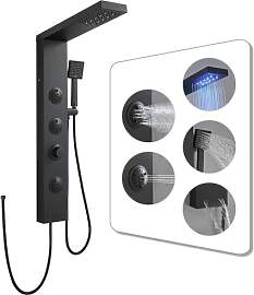 ROVOGO Komplett Schwarze Duschpaneel ohne Armatur, 