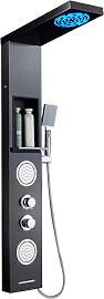 ROVOGO Schwarze LED Duschpaneel mit Ablage und