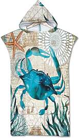 Rowjoy Strandtuch Poncho, Ozean Tier Drucken Surf
