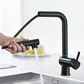 Rozin Wasserhahn Küche Schwarz Matt Hochdruck