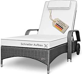 RS Trade Sonnenliege Gartenliege Wetterfest Rattan 