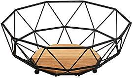 Rubberneck Obstkorb mit Holzboden aus Metall in