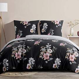 RUIKASI Bettwäsche 135x200 4teilig Schwarz -