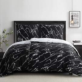RUIKASI Bettwäsche 135x200 4teilig Schwarz -