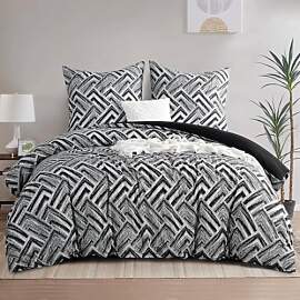 RUIKASI Bettwäsche 200x200 3 teilig Schwarz -