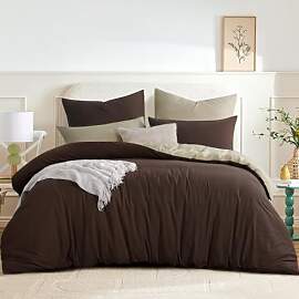 RUIKASI Bettwäsche 200x200 Braun Khaki 3teilig -