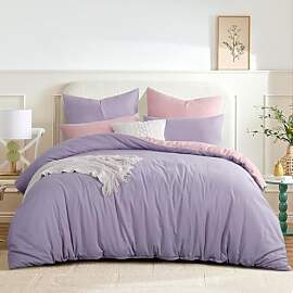 RUIKASI Bettwäsche 200x200 Lavendel Rosa 3teilig