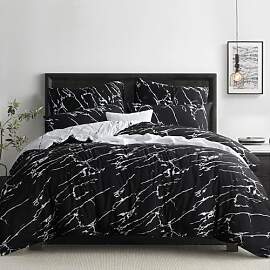 RUIKASI Bettwäsche 220x240 3 teilig Schwarz -