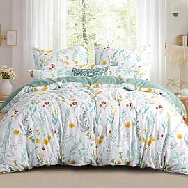 RUIKASI Bettwäsche 220x240 Blumen Salbei Grün -