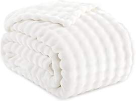 RUIKASI Bubble Decke Kuscheldecke Flauschig Weiß