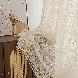 RUIXUAN Gardinen Vorhänge mit Kräuselband beige