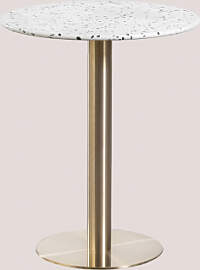 Runder Bartisch Ø60 Cm Aus Malibu-terrazzo Weiß