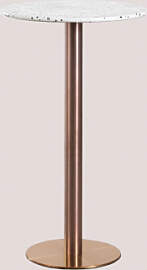 Runder Bartisch Ø60 Cm Aus Malibu-terrazzo Weiß