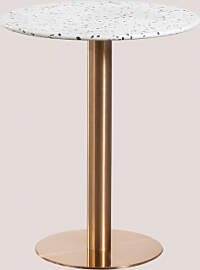 Runder Bartisch Ø60 Cm Aus Malibu-terrazzo Weiß