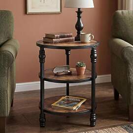 Runder Beistelltisch 3 Ebenen, Vintage Couchtisch