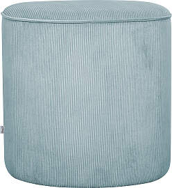 Runder Hocker aus graublauem Cord D 40 cm LOUIS