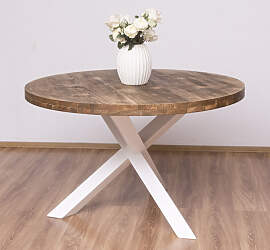 Runder Holzesstisch modernes Design, weiß-braun