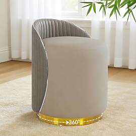Runder Schminkhocker mit Rückenlehne, Drehhocker