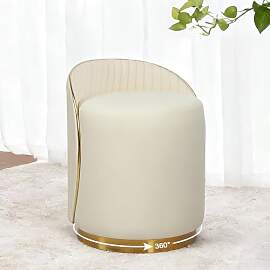 Runder Schminkhocker mit Rückenlehne, Drehhocker